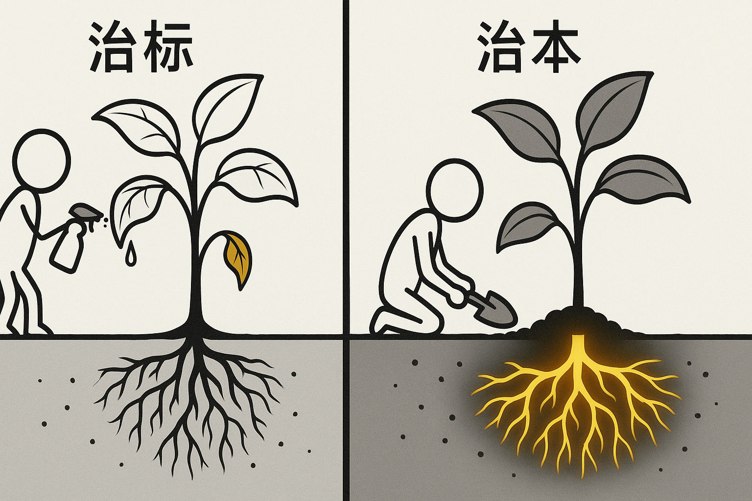 A deep idea treats root causes rather than symptoms, pointing at the assumptions that hold a field together